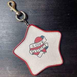 RARE Gucci XL Love Gucci Star Keychain Coin Pouch